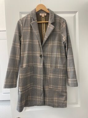 Philosophy Checked Single-Button Trench Coat - Beige & Black